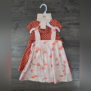 Madison Layne Girls Polka Dot and Floral Dress Set Size 2t NWT